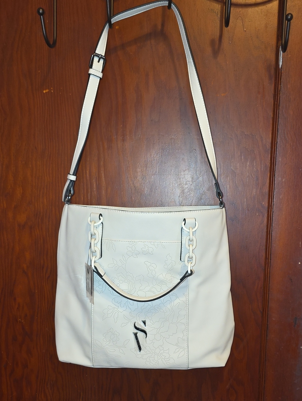 Simply Vera Vera Wang Cream Floral Perforated Shoulder Bag